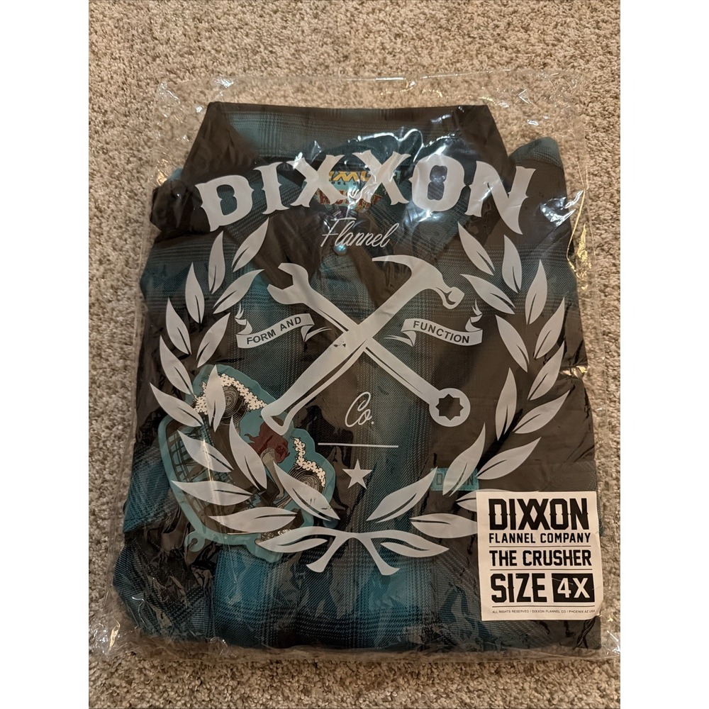 Dixxon The Crusher Bamboo Blend Blue Flannel Button Up Shirt Mens 4XL NEW